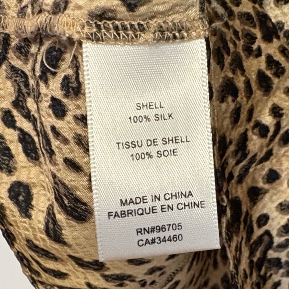 Rebecca Taylor Lynx Print Long Sleee 100% Silk Blouse , sz : 12 - Picture 7 of 8
